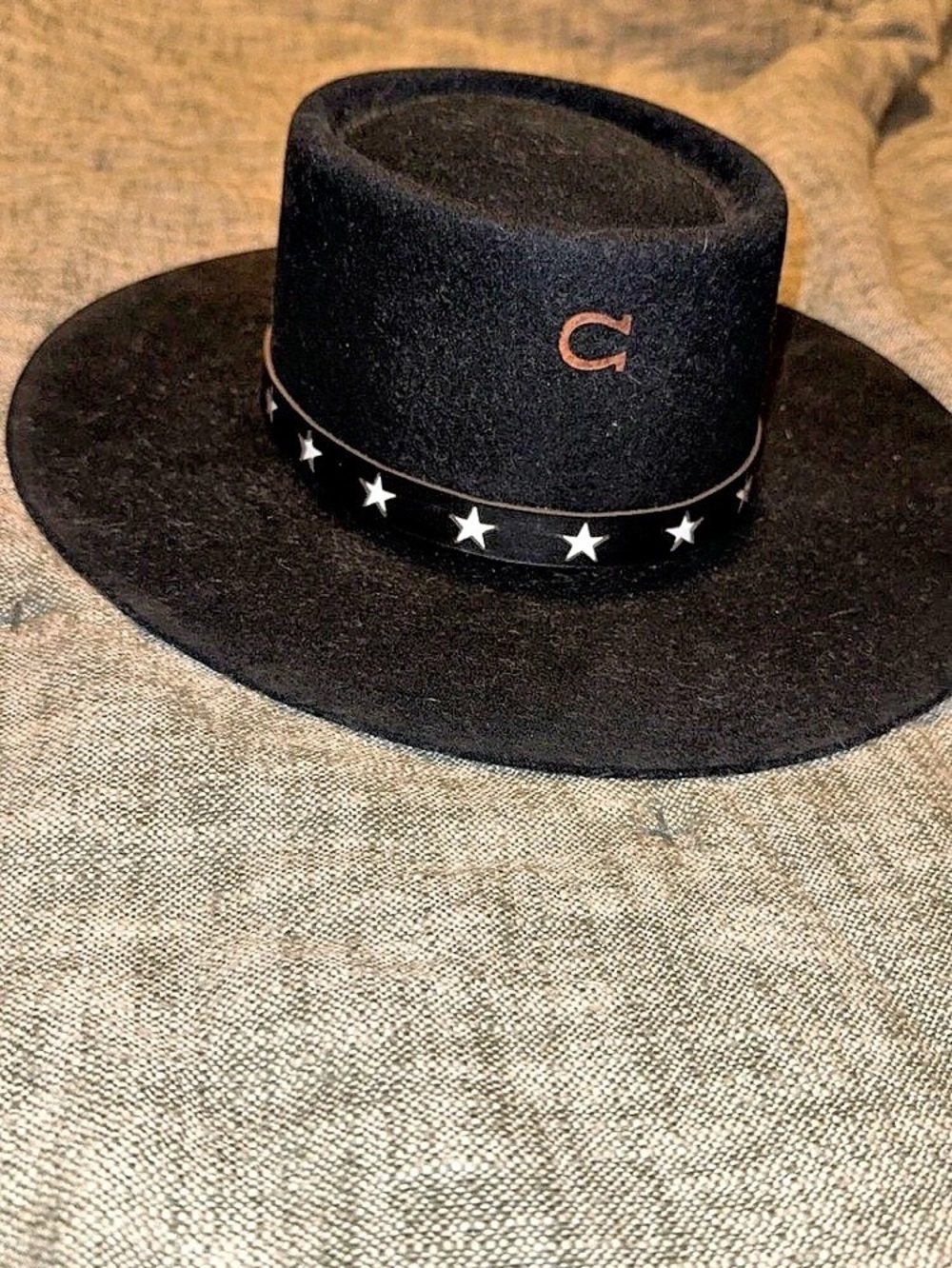 Charlie 1 Horse Virginia City Black Wool Western Hat Size Medium Like New